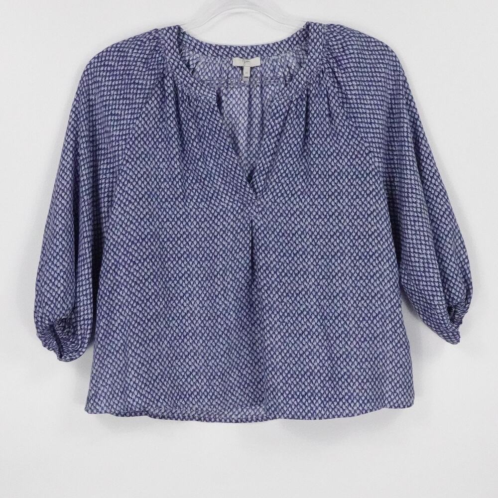 Joie Blouse Womens XS Blue Silk Top Boho Whimsigoth V Neck‎ Capsule Lightweight